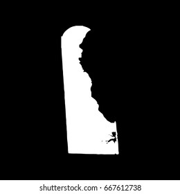 Delaware map in white on black background