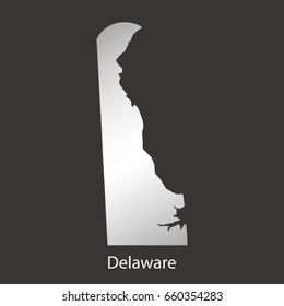 Delaware map,border with chrome,metal shine gradient. Vector illustration