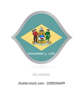 Delaware national team flag in style for international basketball competitions. Vector sign.