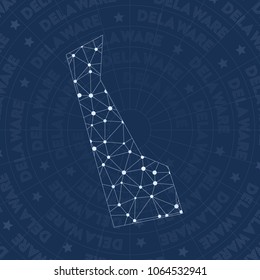 Delaware network style US state map. Stunning space style, modern design for infographics or presentation.