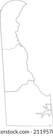 Delaware - Outline Map With Counties