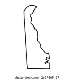 Mapa vetorial do contorno de Delaware - gráfico da borda do estado
