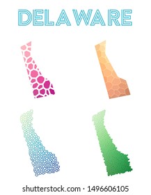 Delaware polygonal US state map in a mosaic style with bright abstract tessellation, geometric, low poly, modern design for infographics or presentations.