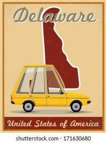 Delaware road trip vintage poster 