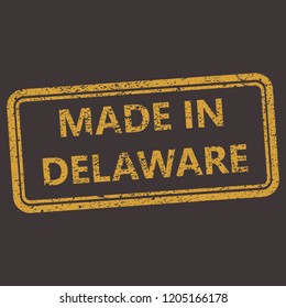 Delaware rubber stamp with grunge old distressed aged texture. Orange seal of  production location