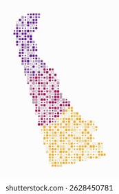 Delaware, forma do estado de construção de células coloridas. Mapa de estilo digital do Delaware em fundo branco. Blocos quadrados arredondados de tamanho pequeno. Ilustração de vetor elegante.