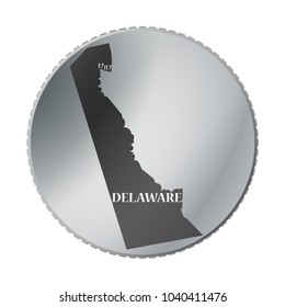 A Delaware state coin isolated on a white background