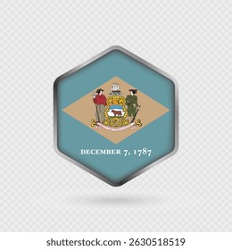 Ícone da bandeira do estado de Delaware em forma de hexágono.