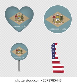 Delaware State Flag Icons Pack. Vector illustration.