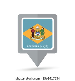 Delaware state flag map icon. Vector illustration.