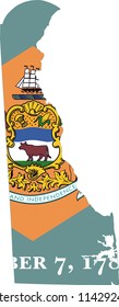 Delaware State Flag Seal Love Heart United States America American Illustration