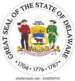 Delaware State Flag Seal Love Heart United States America American Illustration