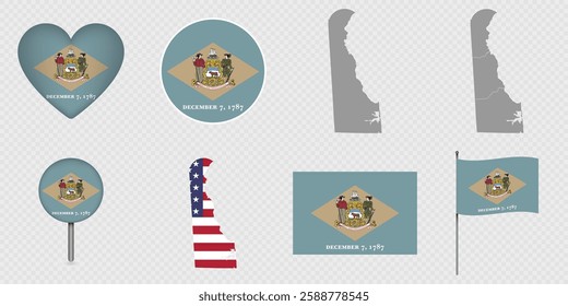 Delaware State Flags and Maps Icon Pack.