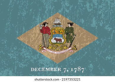 Delaware state grunge flag. Vector illustration.