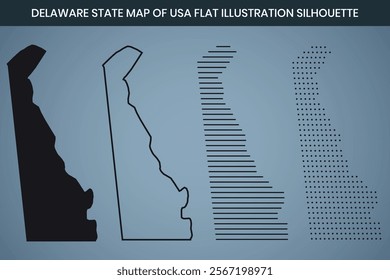 Delaware State Hand Drawn Outline Map of USA Fully Editable, 300 DPI, High-Resolution EPS File Included.