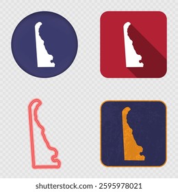 Delaware State Map Icons Collection