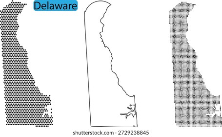 Delaware State Map Illustration mit verschiedenen Mustern und Designs