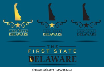 Delaware state map logo design concept, with nickname The First State, vector eps