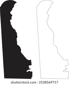 Delaware state map outline contour silhouette vector