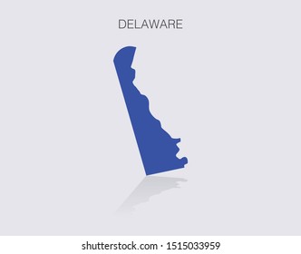 Delaware State Map Outline for infographics or news media for politics and elections in the United States of America. Democrat blue isolated vector illustration.