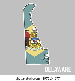 Delaware State Silhouette with Flag