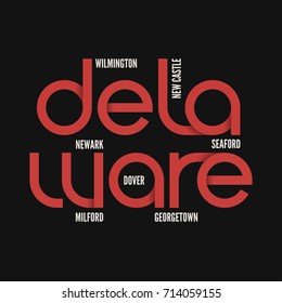 Delaware state. T-shirt and apparel vector design, print, typography, poster, emblem.