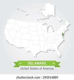 Delaware state. USA administrative map.