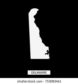 Delaware state of USA map vector outline illustration in black background