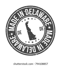 Delaware State USA Quality Original Stamp Design Vector Art Tourism Souvenir Round Seal Badge Illustration.