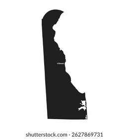 Mapa de vetores do estado de Delaware com Dover Capital