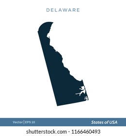 Delaware - States of US Map Icon Vector Template Illustration Design. Vector EPS 10.