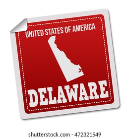 Delaware sticker or label on white background, vector illustration