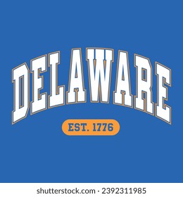 Delaware typography design vector, usa state shirt design vector. Jersey design vector, T-shirt design for usa 