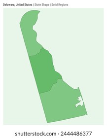 Delaware, United States. Simple vector map. State shape. Solid regions style. Border of Delaware. Vector illustration.