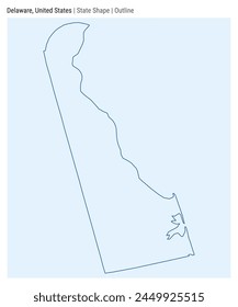 Delaware, United States. Simple vector map. State shape. Outline style. Border of Delaware. Vector illustration.