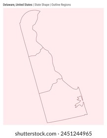 Delaware, United States. Simple vector map. State shape. Outline Regions style. Border of Delaware. Vector illustration.