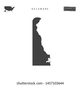 Delaware US State Blank Vector Map Isolated on White Background. High-Detailed Black Silhouette Map of Delaware.