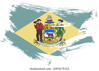 Fondo vectorial del indicador de trazo del pincel de Estados Unidos Delaware. Banner aislado de color gris pintado a mano.