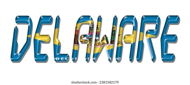 DELAWARE USA flag text font, 3D DELAWARE USA colorful background, DELAWARE USA flag vector illustration