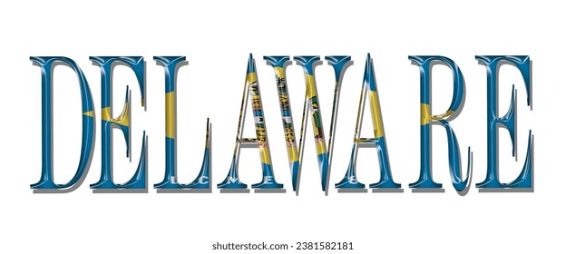 fuente de texto de la bandera DELAWARE USA, fondo de color 3D DELAWARE USA, ilustración vectorial de la bandera DELAWARE USA