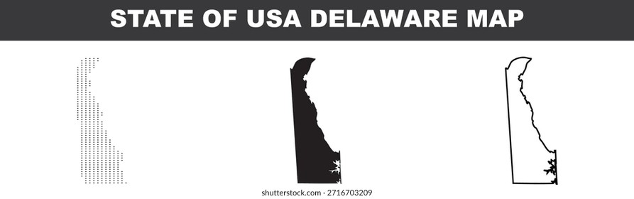 Delaware USA Karte in verschiedenen Stilen und Formaten für grafische Design-Nutzung State of America
