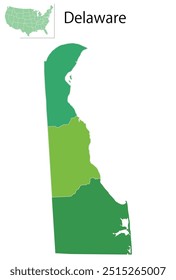 Ícone Verde do mapa de Delaware EUA