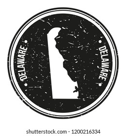 Delaware USA Map Symbol Round Design Stamp Travel and Business