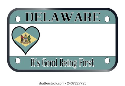 Delaware USA motorcycle license plate over a white background