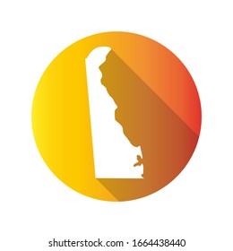 Delaware, USA Symbol Map Icon Round. Flat Vector Art Design with Shadow. Gradient Color Banner.