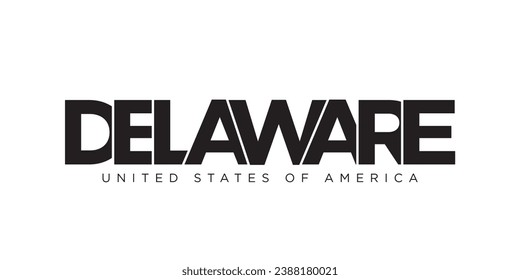 Delaware, EE.UU. diseño de eslogan tipográfico. Logo de Estados Unidos con letras gráficas de ciudades para productos impresos y web.