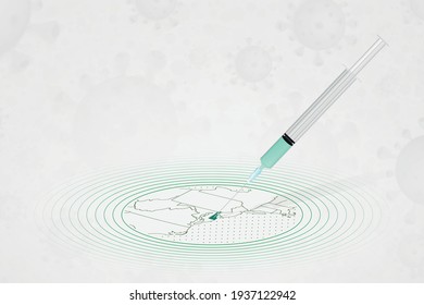 Delaware vaccination concept, vaccine injection in map of Delaware. Vaccine and vaccination against coronavirus, COVID-19. Vector template about Healthcare.