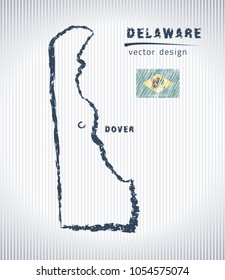 Delaware vector chalk drawing map isolated on a white background