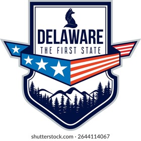 Rótulo de vetor de Delaware com raposa cinza