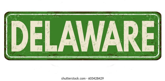 Delaware vintage rusty metal sign on a white background, vector illustration